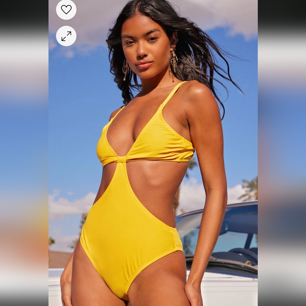 Le Soleil Light Orange Cutout High Cut One-Piece Swimsuit